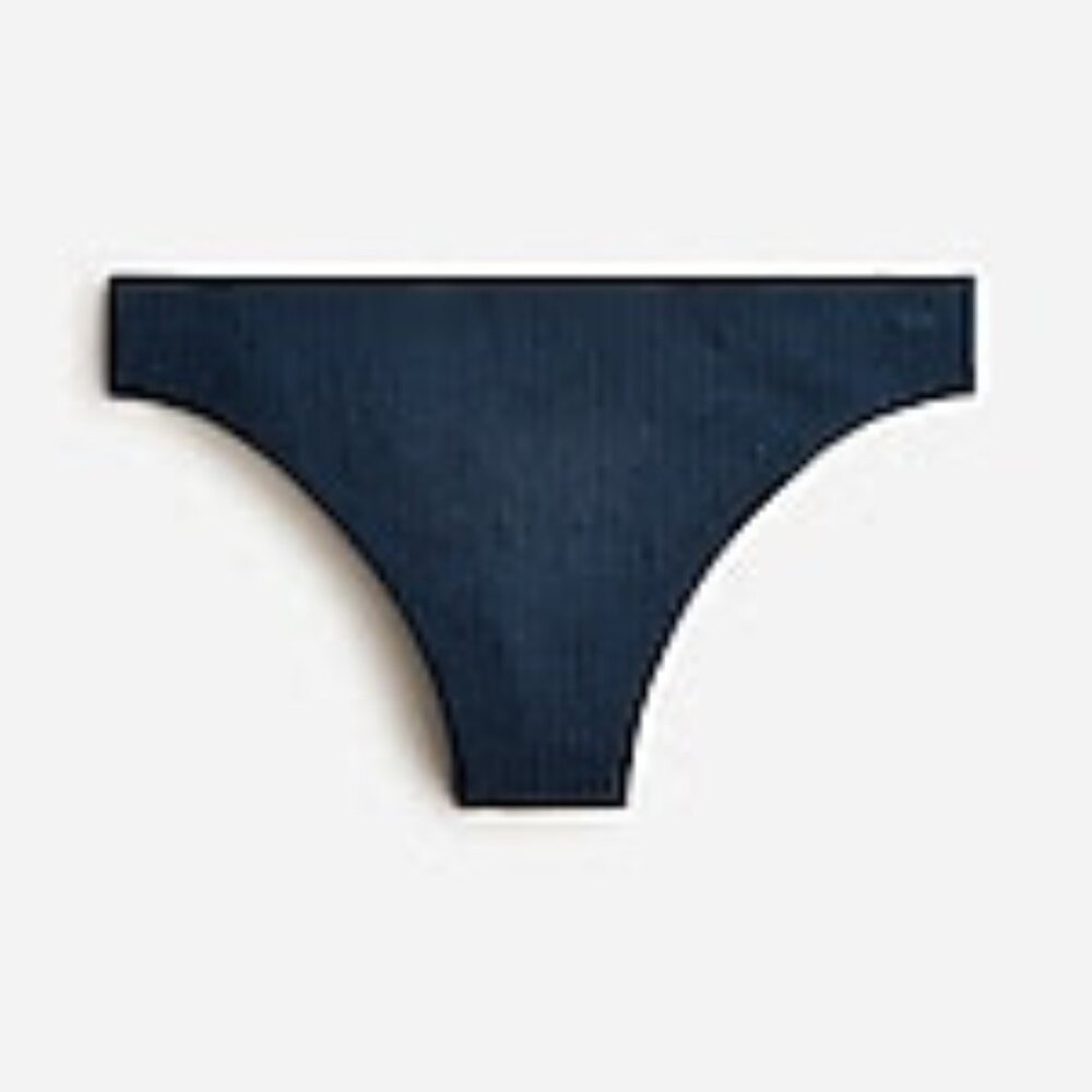 NWT J. Crew Textured High-Rise Cheeky Bikini Bottom M Medium Navy Deep Midnight